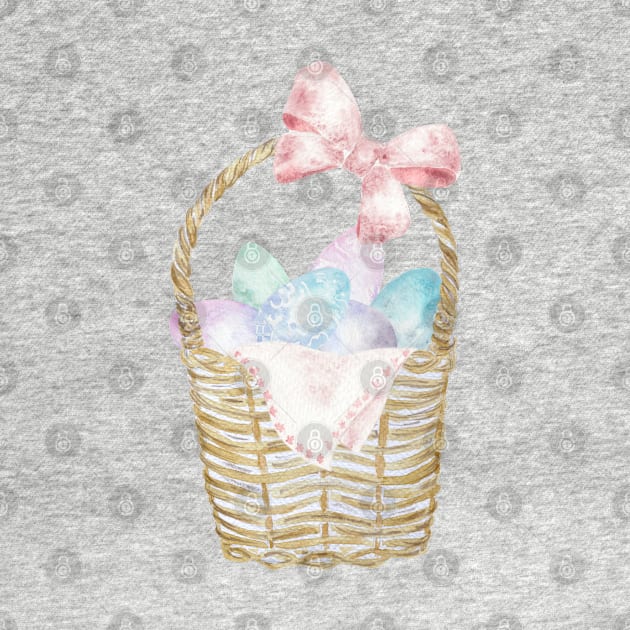 Easter Basket with Pastel Eggs by paintingbetweenbooks